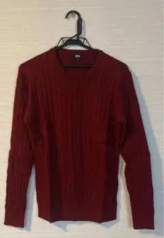 ユニクロ　コットンカシミヤケーブルクルーネックセーター長袖ニット Mサイズ