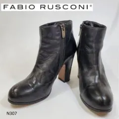 N307　FABIO RUSCONI　ファビオ　ショートブーツ　サイドジップ　黒