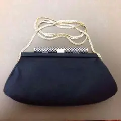 ブラックサテン パーティバッグ