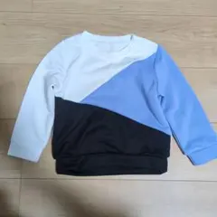 SHEIN　バイカラー 長袖トレーナー ホワイト×ブルー×ブラック