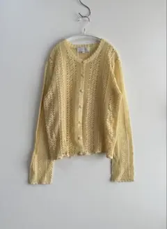 80s クロシェ ニットカーディガン イエロー itimi hooked