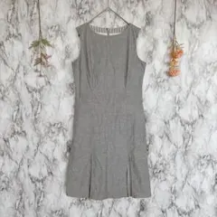 【コムサイズム】　ワンピース　ひざ丈　ノースリーブ　【M】　裏地付き　ストライプ