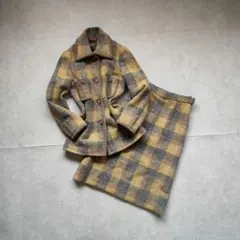 昭和レトロ チェック セットアップ ジャケット スカート トラッド きれいめ
