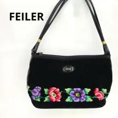 FEILER 花柄刺繍 ショルダーバッグ シュニール織り
