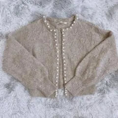 マーベルワルツ レディース パールボタン シャギー カーディガン モカ　M