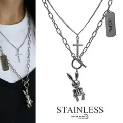 おしゃれ ネックレス SILVER KYASE うさぎ 十字架