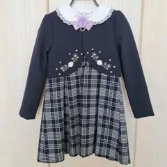 フォーマル4点セット ワンピース チェック 130 新品同様 卒園式 入学式