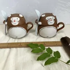 まるほんとーき　たぬき　茶碗蒸し　マグカップ　2個　調味料入れ　スープ　シュガー