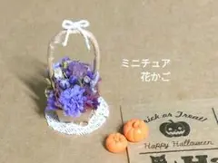№366 ミニチュアハロウィン 花かご カボチャつき