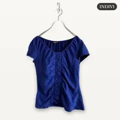 zC1556【M】INDIVI Tシャツ/カットソー ギャザー フロントタックのサムネイル