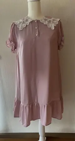 アンクルージュ セーラーカラーワンピース ピンク レース