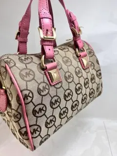 Michael Kors ロゴプリント ハンドバッグピンク ゴールドエンブレム