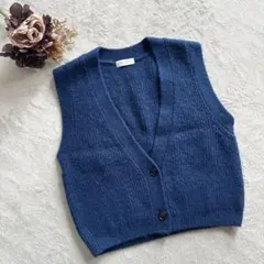 美品☆ビューティ＆ユース ウール＆モヘヤブレンド フロントボタン／ショートベスト
