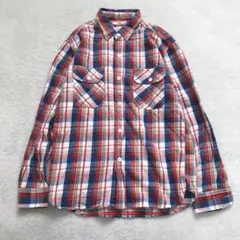エドウィン 長袖チェックシャツ メンズ トップス 定番 シンプル カジュアル 赤