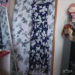 新品【PAGEBOY】ロングワンピース　花柄　背中レース　ネイビー