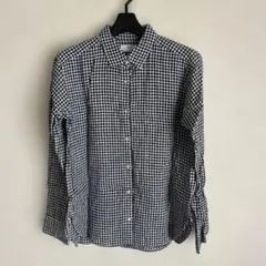水通しのみ☆ 麻100% レディース　長袖シャツ　ギンガムチェック