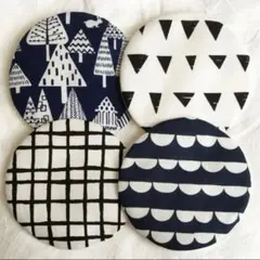 ＊ ハンドメイド 北欧 モノトーン コースター 4枚set ＊