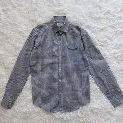 ZARA MAN ザラマン ギンガムチェック 長袖シャツ 切替ポケット 青 M