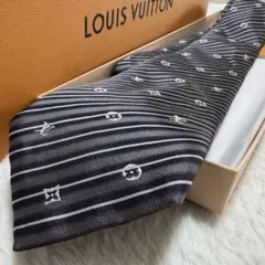 Louis Vuitton ネクタイ ネイビー ブルー モノグラム レジメンタル