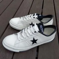 ワンスター　ほぼ新品　レザー　コンバース　オールスター　白黒　24　6　日本製
