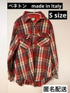 BENETTONベネトン　チェックネルシャツ　イタリー製 【S size】