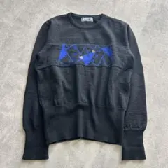 極美品✨イヴサンローラン トランプ柄 ニット ロゴ刺繍 ウール ブラック M