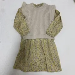 【petit main】ニットベスト付きワンピース 120cm