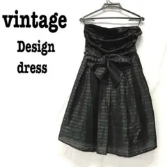 美品【 vintage 】 ドレスワンピース　レトロワンピ　ベアトップワンピースのサムネイル