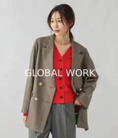 GLOBAL WORK お手入れラクラクセットアップ/W ジャケット モカ L 