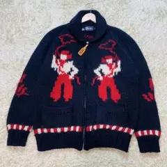 【希少Lサイズ】FIRST DOWN カウチンニット カウボーイ 黒 ロデオ