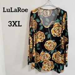 大きめ✨LuLaRoe 【3XL】バラ柄 長袖Tシャツ 柄物 ゆったり