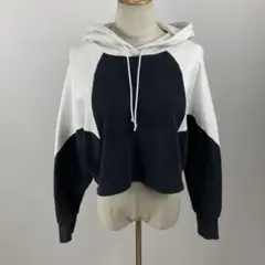 訳有 adidas アディダス ショート丈パーカー トレーナー 短丈 バイカラー