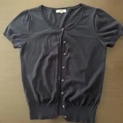NATURAL BEAUTY BASIC ネイビー 半袖カーディガン M