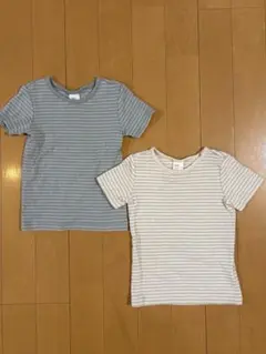 h&m ボーダー　白　水色　半袖 86　保育園のサムネイル