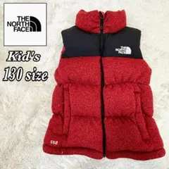 ノースフェイス ニット ダウンベスト 海外限定 レッド キッズ 130サイズ