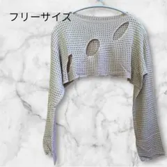 シースルートップス 網 ネット　重ね着　ショート丈　シアー　メッシュ