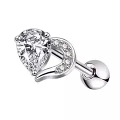 16G ティアドロップ オープンハートハーフ CZ ボディピアス
