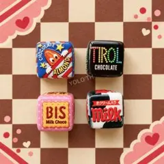 チロルチョコ ビーズ 4個セット ハンドメイド素材　チョコ