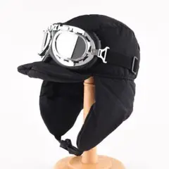 パイロットキャップ 帽子 トラッパーハット 耳当て防寒 ゴーグル付 ユニセックス