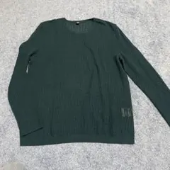 UNIQLO ダークグリーン リブ編みニット