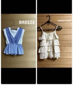 BREEZEレイヤードTシャツ＆ハッカキッズフリルキャミソール110セットのサムネイル