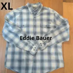 Eddie Bauer チェック柄 長袖シャツ XL エディーバウアー ブルー