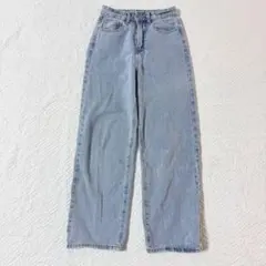 Dazy SHEIN S ライトブルー デニムパンツ ストレート ワイドタイプ