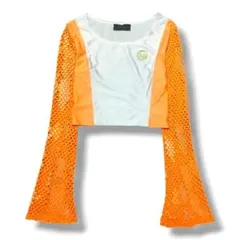 00s fotus フェトウス メッシュ トップス 短丈 橙 サイバー y2kのサムネイル