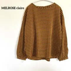 メルローズクレール ギンガムチェック ブラウス マスタード イエロー 美品のサムネイル