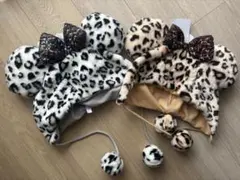 ヒョウ柄ファンキャップ　ミニー　茶・白　色違い2個セット　東京ディズニーリゾート