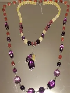 アメジストカラーシャインダブルネックレス652