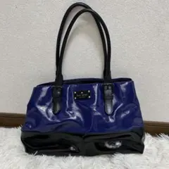 バーバリーブルーレーベル パープル×ブラックトートバッグキャンバス