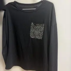 ブラック 長袖 Tシャツ ポケット付き