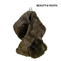 【美品】BEAUTY&YOUTH グリーン カーキ フェイクファー マフラー